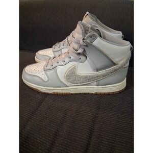 Nike Dunk High Retro University Men's Size 10.5 Chenille Swoosh Grey Sneakers